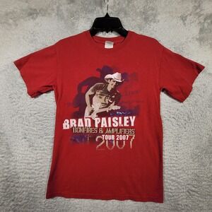 Brad Paisley Bonfires & Amplifiers Tour 2007 Red Graphic‎ Shirt Small *